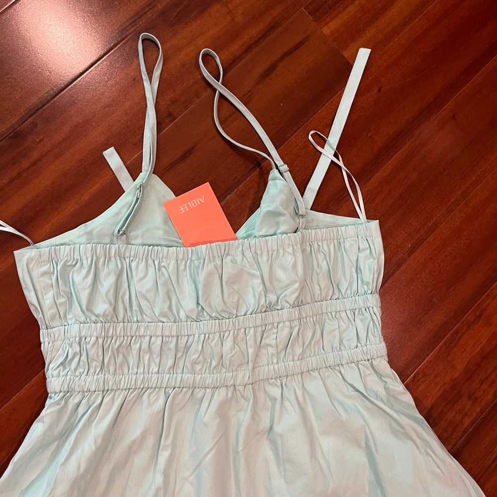 Cotton Mint Maxi Dress AIBLEE Boutique Pale Green Tier Smock‎ Tie New Medium - Picture 6 of 10